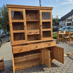 Duża komoda sosnowa z nadstawką kredens