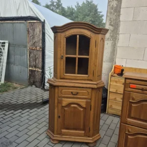 Szafka narożna dębowa z nadstawką