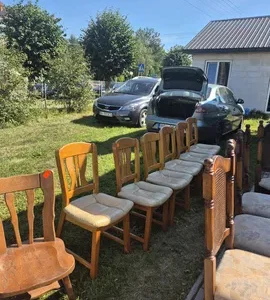 Komplet 6 krzeseł ze skórzaną tapicerką