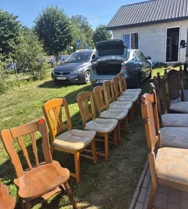 Komplet 6 krzeseł ze skórzaną tapicerką