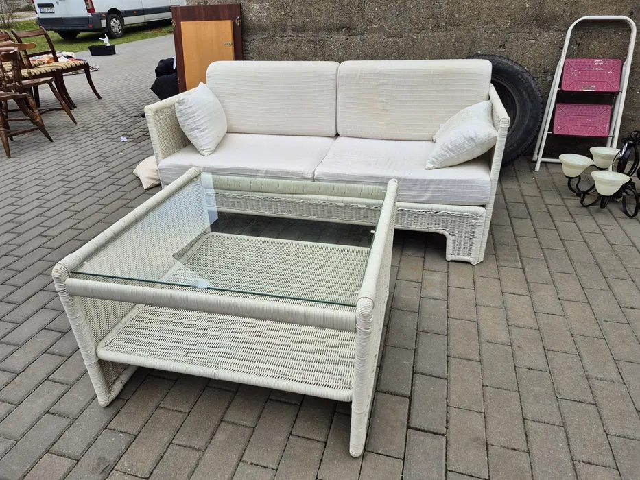 Kanapa rattan ze stolikiem